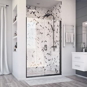 Distinctive Elite 50 in. W x 71.375 in. H Semi-Frameless Hinged Shower Door and Inline Panel in Matte Black