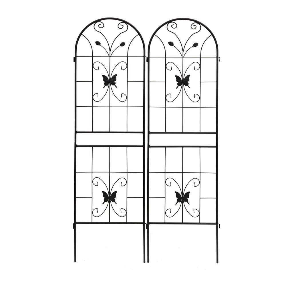 71 in. H x 19.7 in. W-2 Pack Black Metal Garden Trellis Rustproof Climbing 