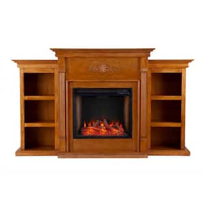 Bettram Alexa-Enabled 70.25 in. Bookcase Electric Smart Fireplace in Glazed Pine