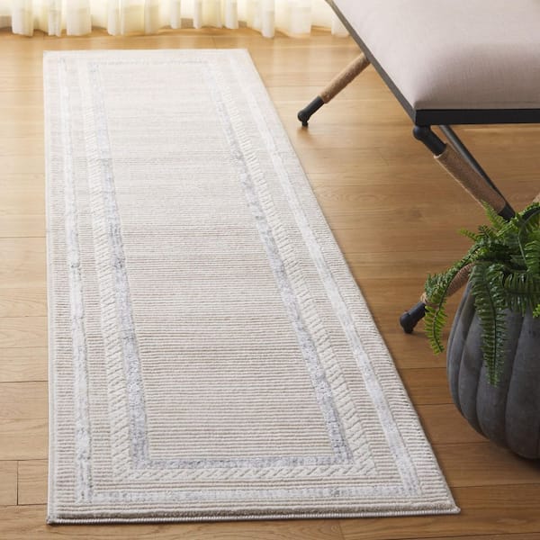 Hanna Ivory/Gray 2 ft. x 8 ft. Modern Border Runner Rug