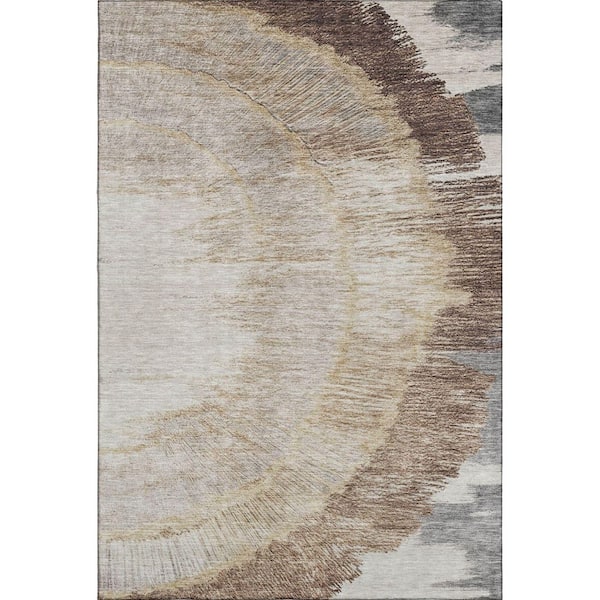 Mayfield Premium Machine Washable Indoor/Outdoor Geometric AMF650 Brown 3 ft. x 5 ft. Area Rug