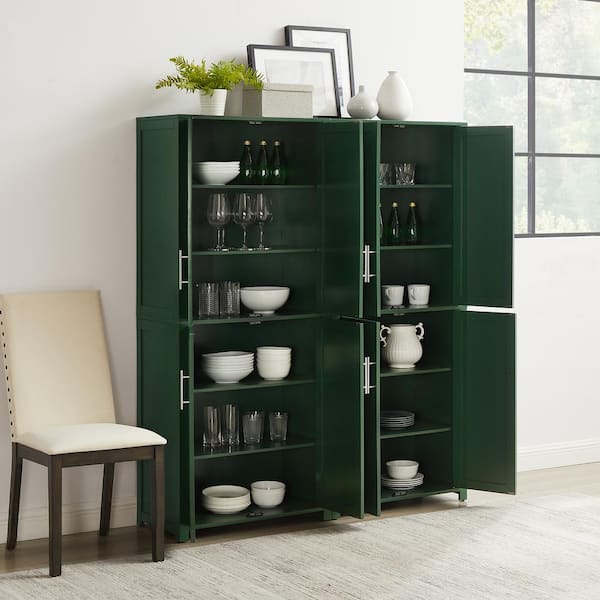 CROSLEY FURNITURE Savannah Hunter Green Wood 56 in. Pantry Cabinet