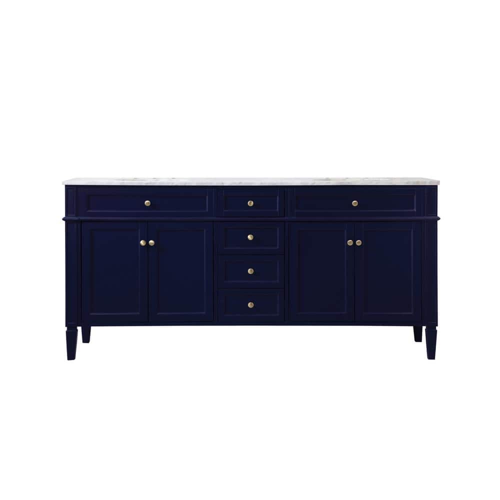 Simply Living 72 In. W x 21.5 In. D x 35 In. H Bath Vanity In Blue with Car