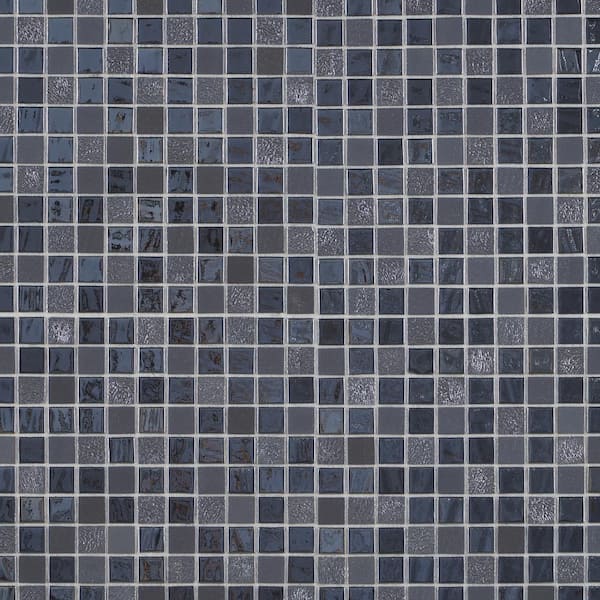 Ivy Hill Tile Rapids Midnight Sail 12.24 in. x 12.24 in. Polished Glass Floor and Wall Mosaic Pool Tile (1.04 sq. ft./Sheet)
