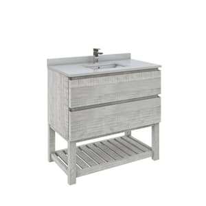 Formosa 36 in. W x 20 in. D x 35 in. H Bath Vanity in Ash with White Vanity Top with White Single Sink