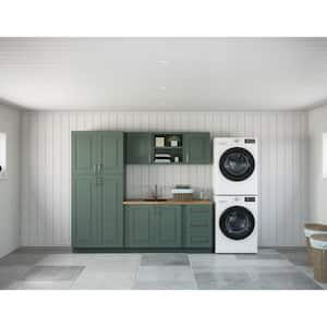 Greenwich Aspen Green Plywood Shaker Stock Ready to Assemble Kitchen-Laundry Cabinet Kit 24 in. x 84 in. x 97 in.