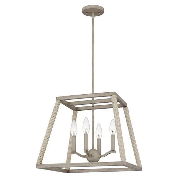 Quoizel Rosalind 4-Light Grey Washed Oak Lantern Pendant Light