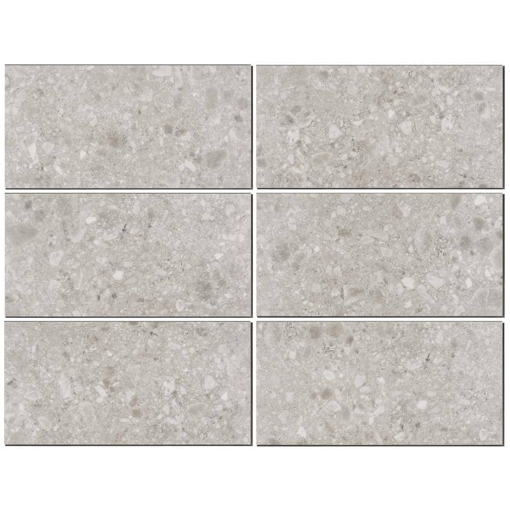 Gray Terrazzo Look 12" x 24" Waterproof Vinyl Tile