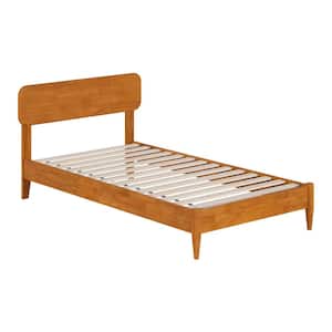 Florence Light Toffee Natural Bronze Solid Wood Frame Twin Low Profile Platform Bed