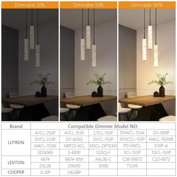 ZHLWIN Home Light 30-Watt 3 Lights Black Dimmable Integrated LED
