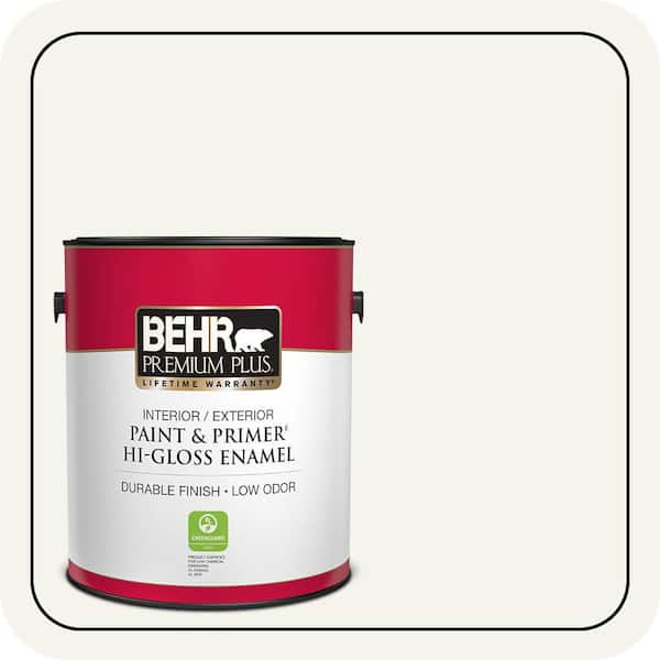 BEHR PREMIUM PLUS 1 gal. #75 Polar Bear Hi-Gloss Enamel Interior/Exterior Paint & Primer