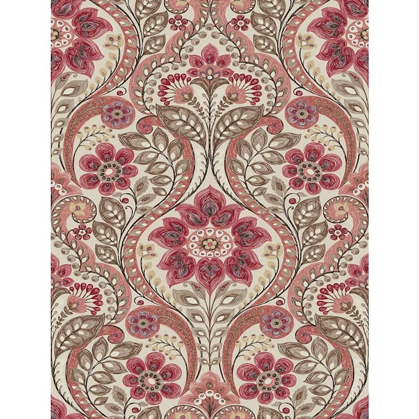 A-Street Prints Night Bloom Coral Damask Paper Strippable Roll Wallpaper (Covers 56.4 sq. ft.)