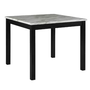 Steffingham 42 in. Square White and Espresso Faux Marble Top with Wood Frame (Seats 4)