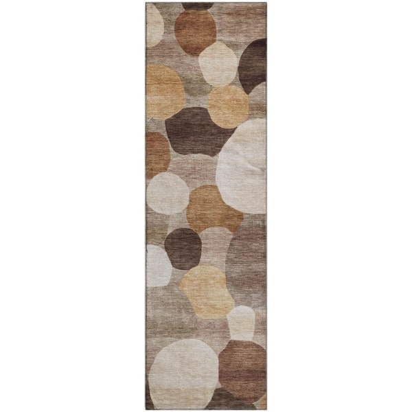 Mayfield Premium Machine Washable Abstract AMF2375 Brown 2 ft. x 7 ft. Runner Rug