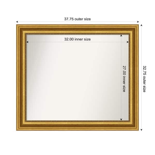Amanti Art Parlor Gold 37.75 in. x 32.75 in. Custom Non-Beveled Recycled Polystyrene FramedBathroom Vanity Wall Mirror
