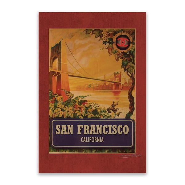 Vintage Designer San Francisco Bridge by Fairchild Paris 1-Piece Unframed Abstract Poster Art Print 20 in. x 30 in.