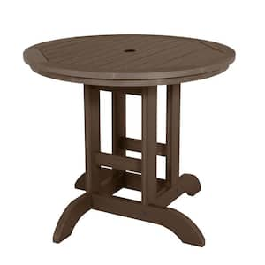 Weathered Acorn Round Recycled Plastic Outdoor Dining Table