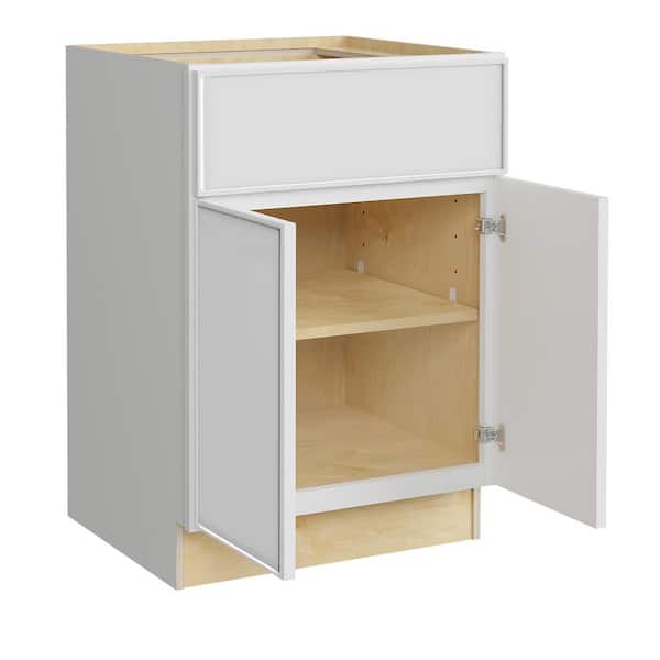 Home Decorators Collection Franklin 27 in. W x 24 in. D x 34.5 in. H Assembled Plywood Base Kitchen Cabinet in Vesper White with Soft Close