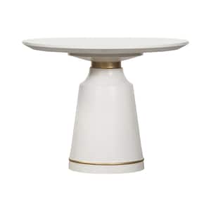 Pinni White Concrete Round Dining Table with Bronze Painted Accent