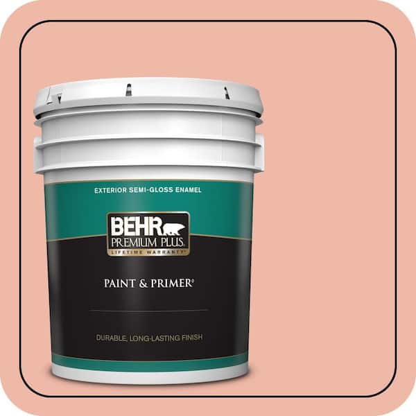 BEHR PREMIUM PLUS 5 gal. #210C-3 Jovial Semi-Gloss Enamel Exterior Paint & Primer