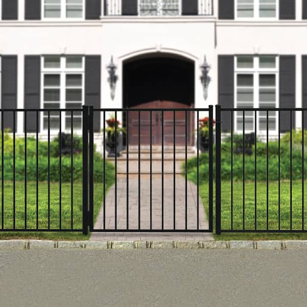 Newtown 4 ft. H x 6 ft. W Black Aluminum Pre-Assembled Fence Panel (5-Pack)
