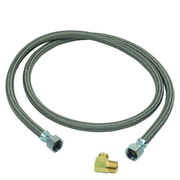 BrassCraft 1/2 in. FIP x 3/8 in. Compression x 60 in. Braided Polymer Dishwasher Connector with 3/8 in. Compression Elbow