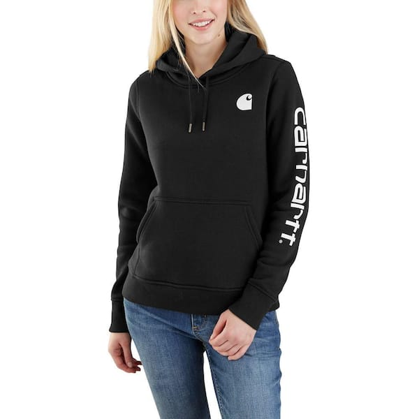 Carhartt Women's X-Large Black Cotton/Polyester Clarksburg Sleeve Logo Hooded Sweatshirt