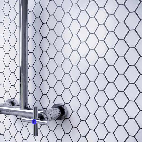 CERAVIEページ MOLOVO Porcetile White 12.8 in. x 9.85 in. Hexagon Glossy