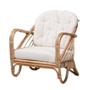 Aliane White and Natural Brown Arm Chair