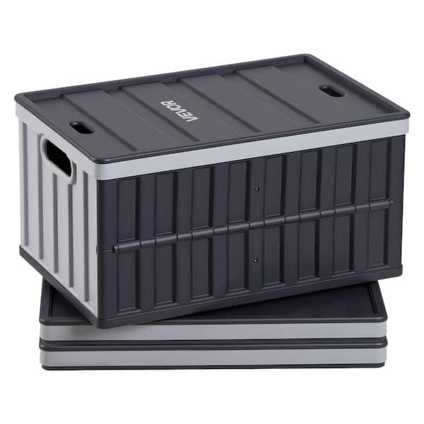 Plastic Collapsible Storage Bins with Handles, Holds 84 lbs. Per Bin, 65L 3 Packs, Stackable Folding Storage Crates