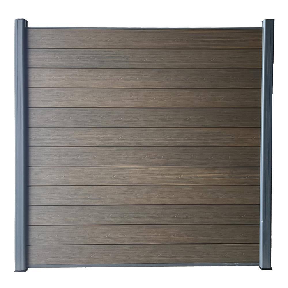 Complete Kit 6 ft. x 6 ft. Wood Grain Brown WPC Composite Fence Panel w/Bot
