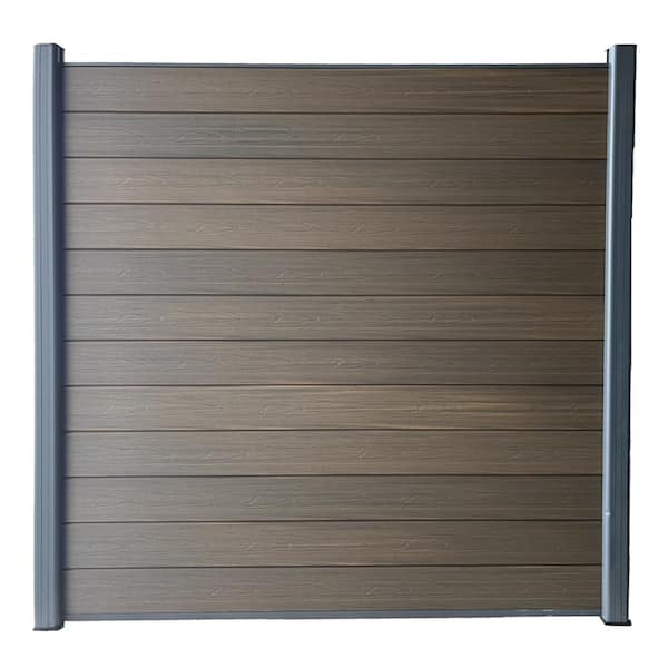 LH EP Complete Kit 6 ft. x 6 ft. Wood Grain Brown WPC Composite Fence Panel w/Pronged Holders and Post Kits (5 set)
