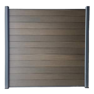 Complete Kit 6 ft. x 6 ft. Wood Grain Brown WPC Composite Fence Panel w/Bottom Squared Holders & Post Kits (1 set)