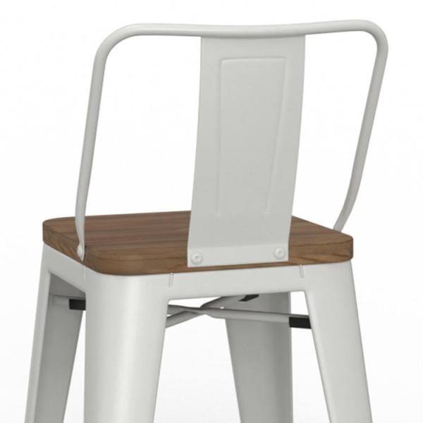 Rayne 24-Inch White Metal and Elm Wood Counter Stool Set