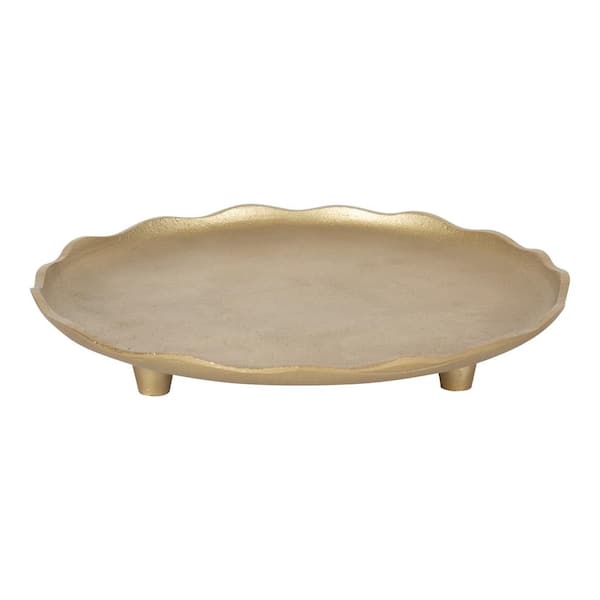 Alessia 16.00 in. W Round Gold Metal Decorative Tray
