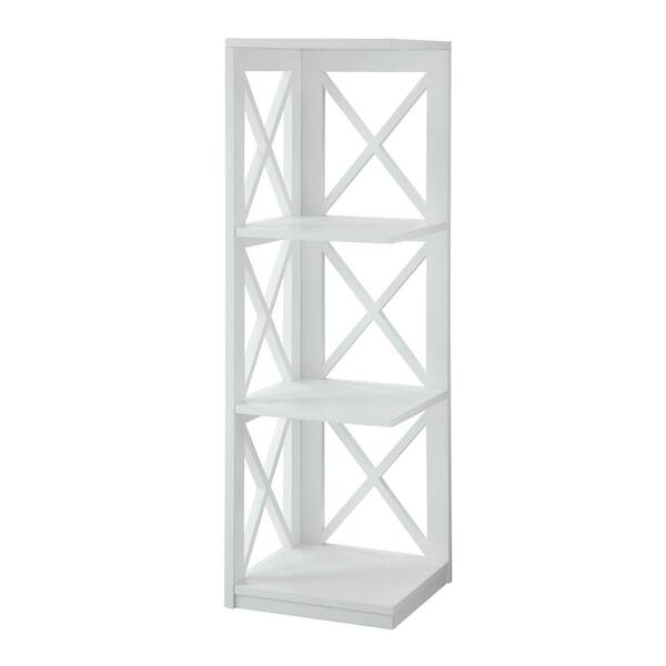 Convenience Concepts Oxford 38.5 in. White Wood 3-Shelf Corner Bookcase