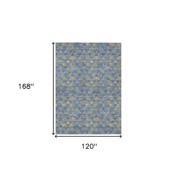 Sky Blue, Gray 10 ft. x 14 ft. Woven Geometric Polyester Rectangle Indoor/Outdoor Area Rug