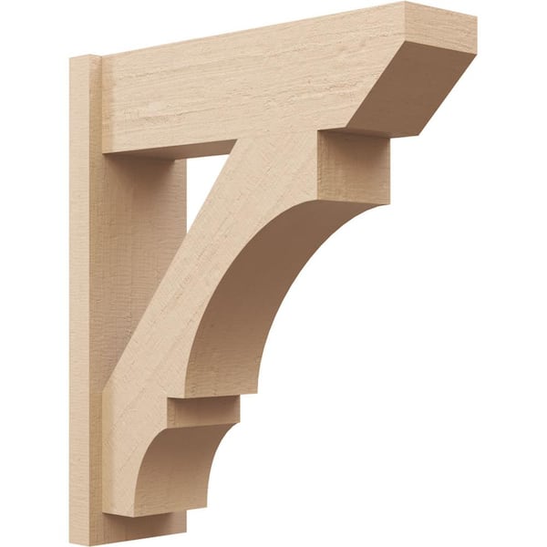 Ekena Millwork 8 in. x 30 in. x 26 in. Balboa Slat Rough Cedar Woodgrain Timberthane Polyurethane Outlooker, Primed Tan