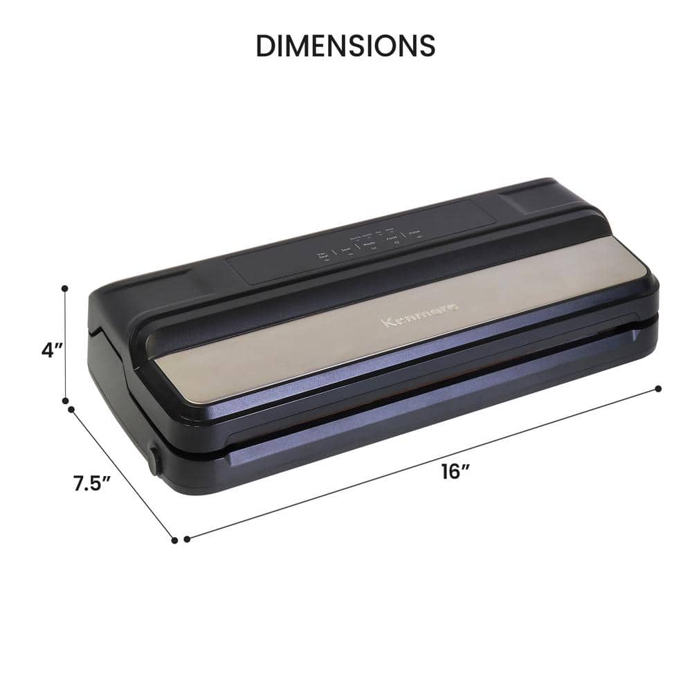 Kenmore Black and Silver Stainless Steel Vacuum Sealer with 7 Preset Modes