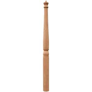 4063 43 in. x 3 in. Unfinished Poplar Pin Top Volute Newel Post with Round Bottom