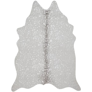 Bryce Stone/Silver 3 ft. 10 in. x 5 ft. Modern Faux Cowhide Area Rug