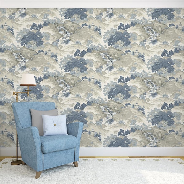 Ordos Blue Eastern Toile Peelable Roll (Covers 56.4 sq. ft.)