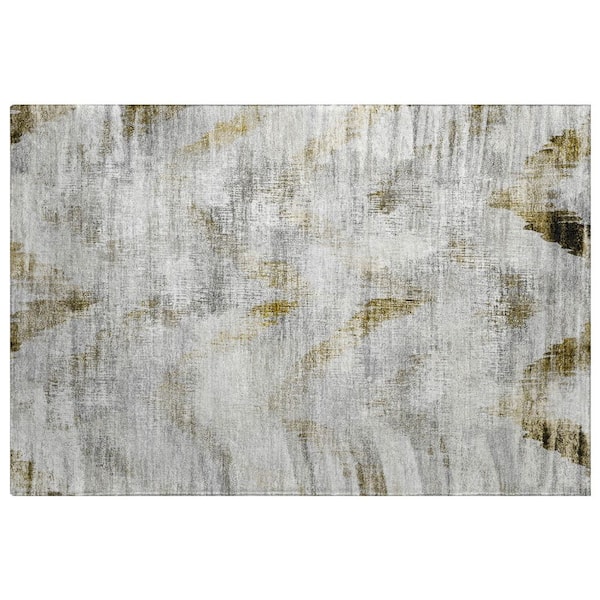 Dream Shag Premium Machine Washable Abstract ADS791 Taupe 3 ft. x 4 ft. Area Rug