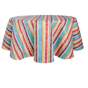 Cameron Stripe 70 in. W x 70 in. L Natural Beige Striped Cotton Tablecloth