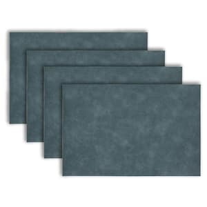 Florence 18 in. x 12 in. Blue and Navy Reversible Vegan Leather Wipe Clean Placemat Set of 4