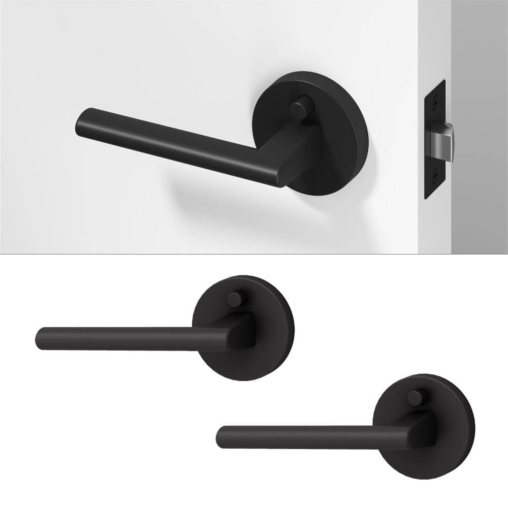 Brio Metal Matte Black Privacy Bed/Bath Round Door Handle with Push Button and Round Rosette 2-Pack price history on PriceWatchPro