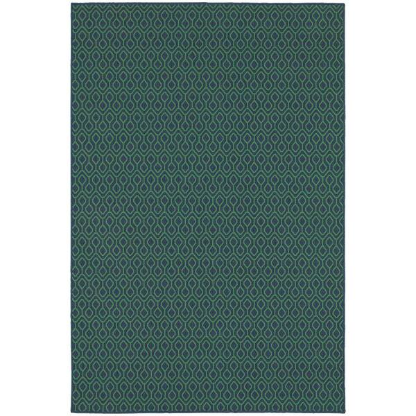 Waves Navy Green 4 ft. x 6 ft. Indoor/Outdoor Patio Area Rug