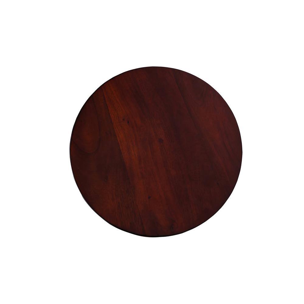 Flared Chestnut & Black Metal Drum End Table with Shelf