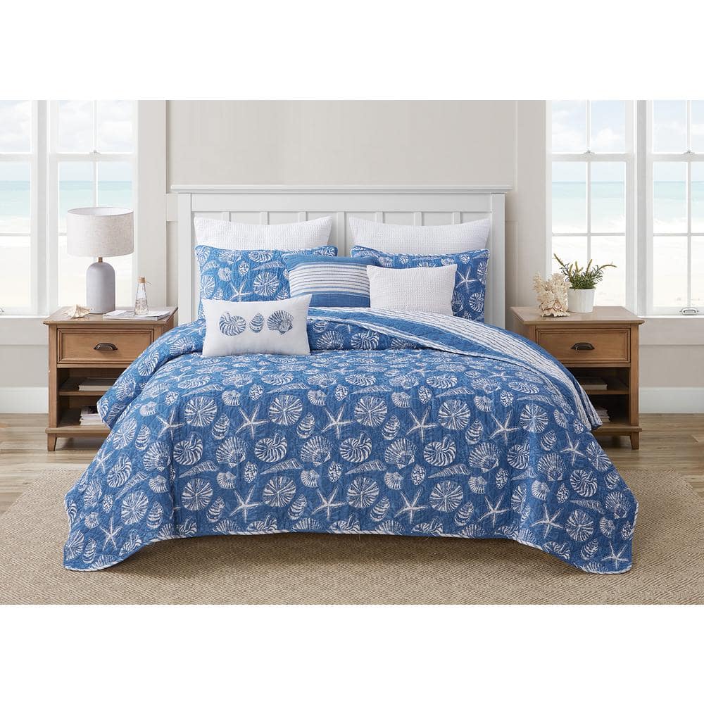Mare Blue Reversible Cotton Twin Quilt Set