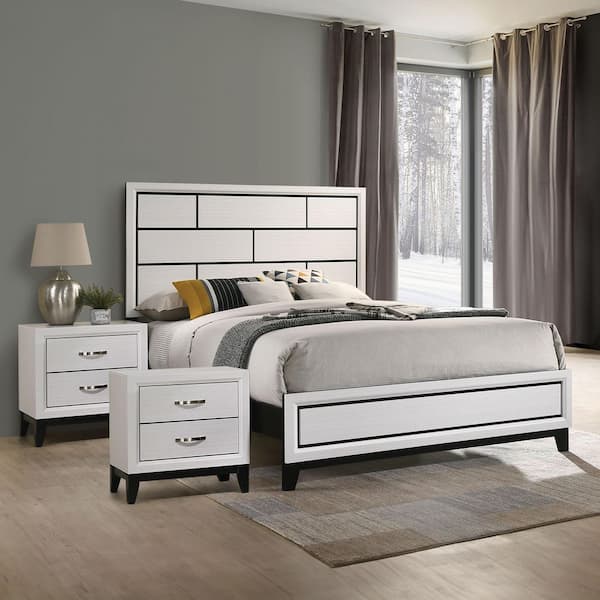 Loom 3-Piece White Wood King Bedroom Set with 2-Tone Design